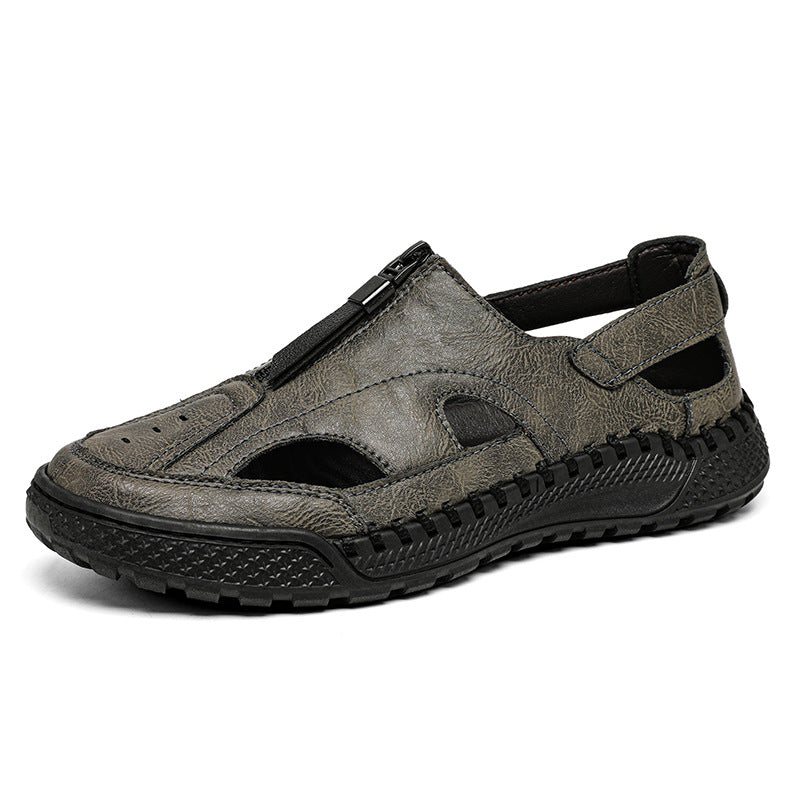 Sandales Homme en Cuir Véritable | Clogs Respirants Grande Taille 38-46