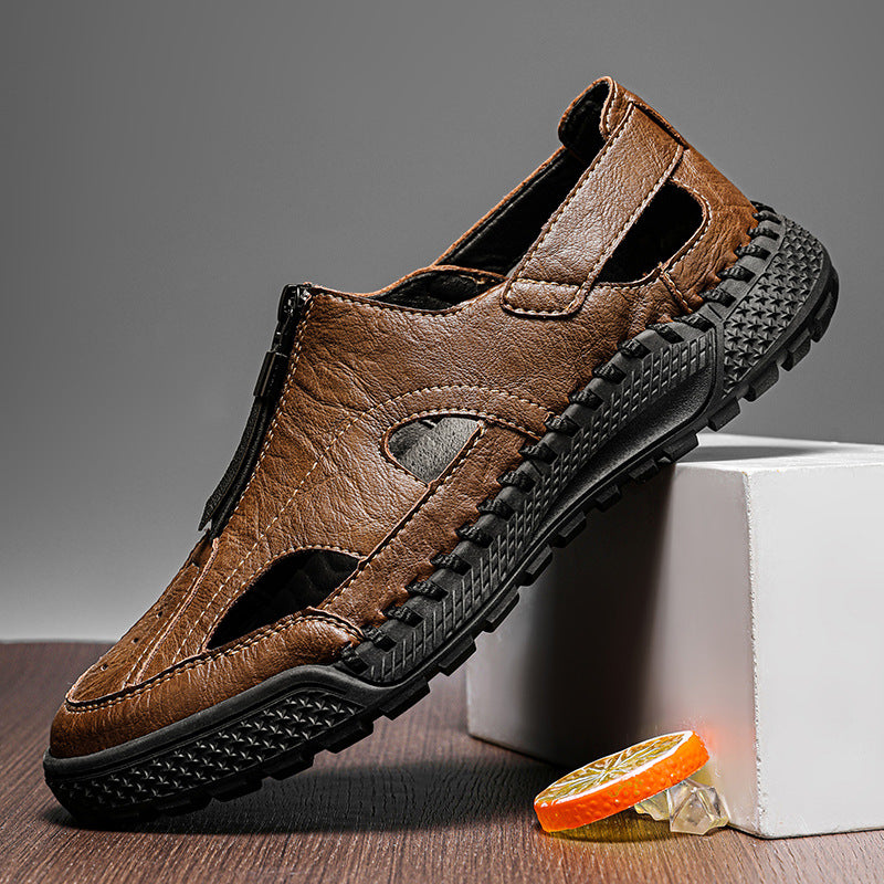 Sandales Homme en Cuir Véritable | Clogs Respirants Grande Taille 38-46