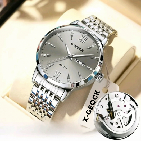 Montre homme ultra-fine à quartz,  marque style suisse, étanche, lumineuse, nouveau modèle, cadran rond, verre minéral renforcé, bracelet en acier.